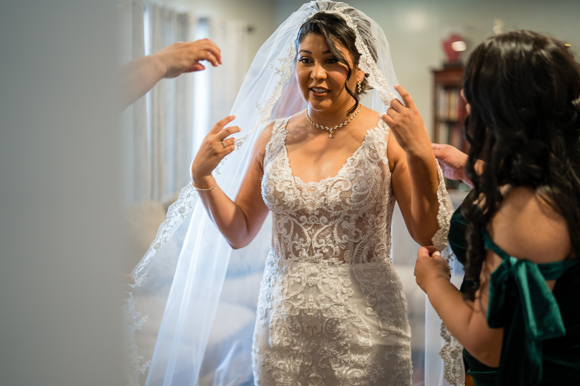 ThomasKim_photography A bride getting ready for her wedding with her S.O.